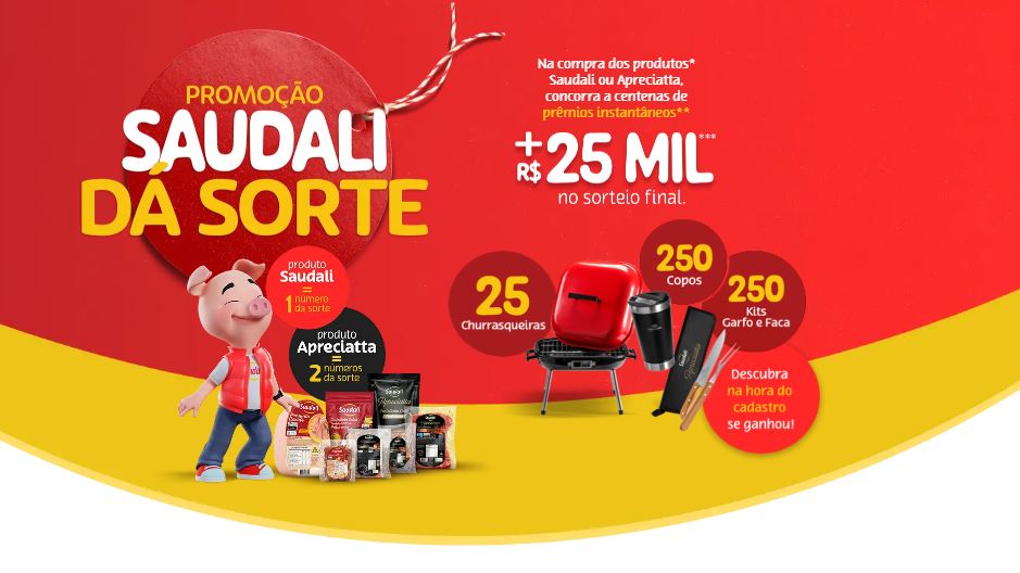 Saudali-da-Sorte Saudali comemora 25 anos com promoção especial que sorteia prêmios instantâneos e R$ 25 mil