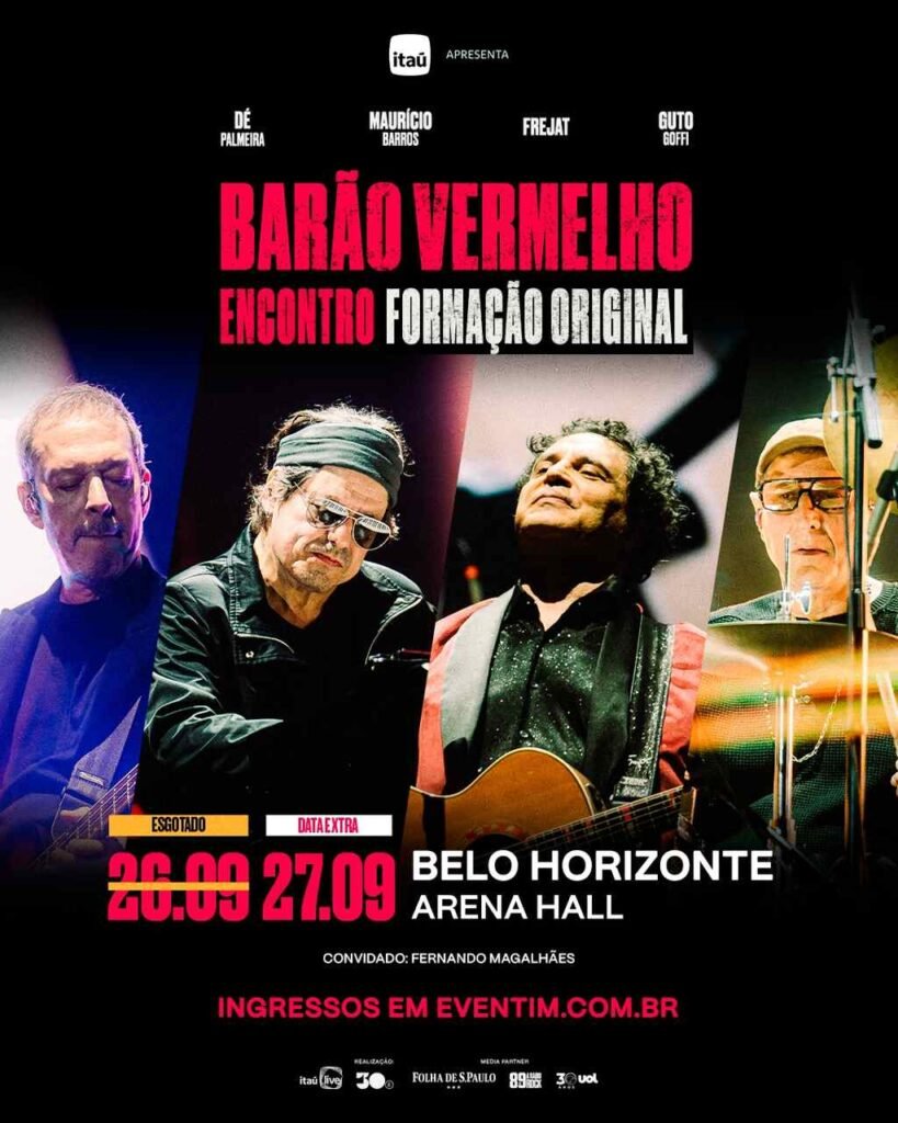Barão Vermelho Encontro acontece em BH nos dias 26 e 27 de setembro, no Arena Hall 